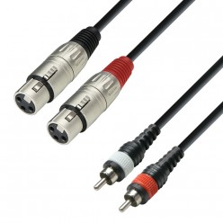 Adam Hall Cables K3 TFC 0600 - Kabel audio Formowany 2 x RCA mężczyzna do 2 x XLR żeński, 6 m